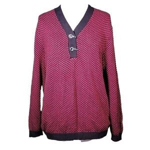 Karen Scott Hardware Henley Cotton Sweater Sz XL